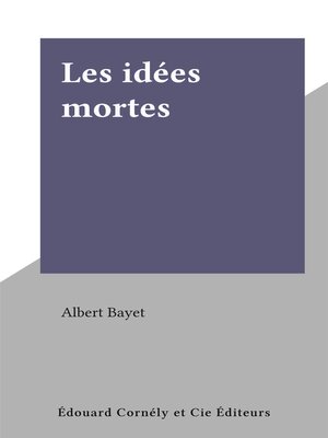 cover image of Les idées mortes